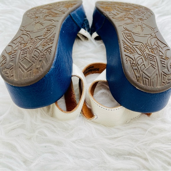 Fly London Navy Blue Perforated Mesh Leather Low Platform Sandal - Picture 10 of 16